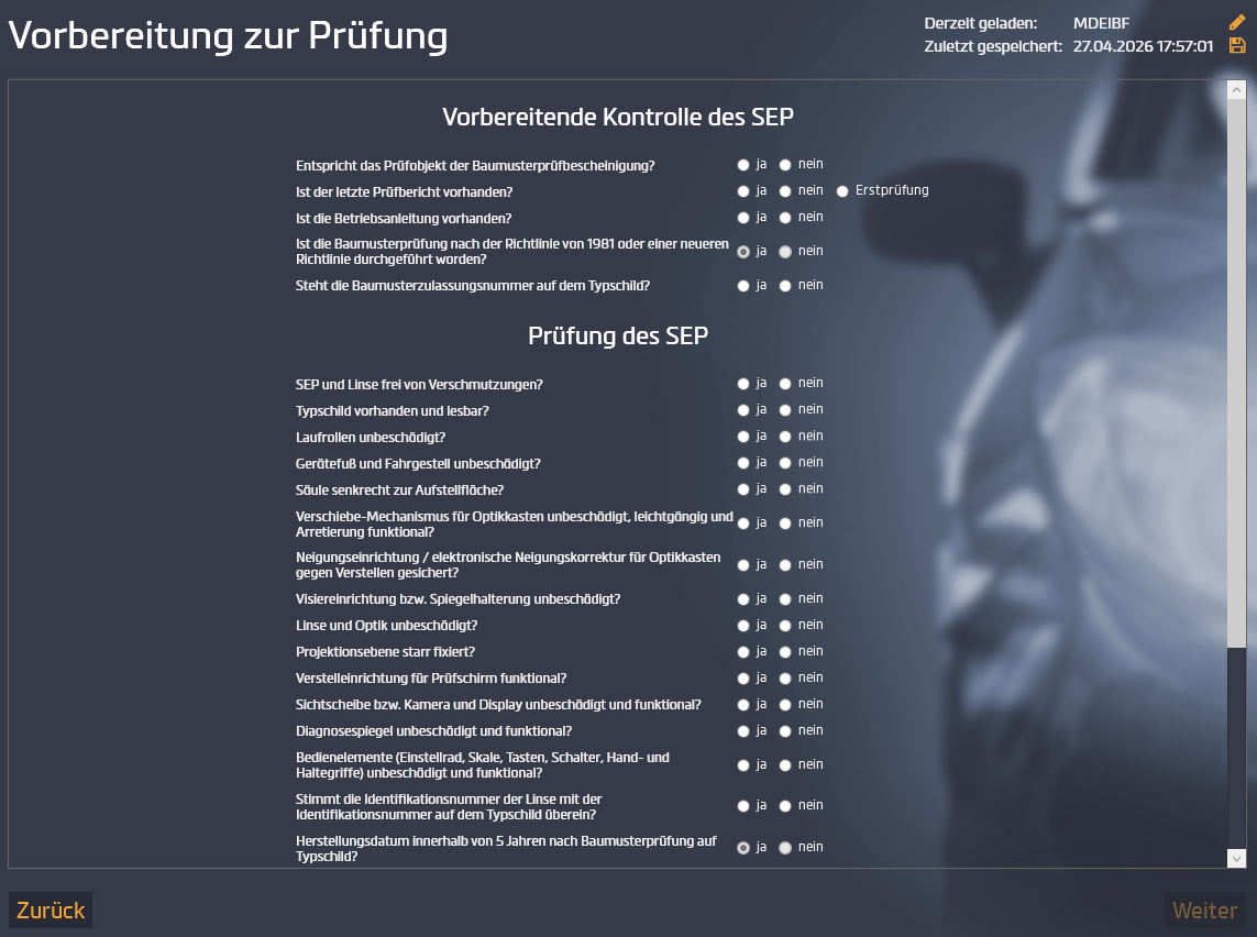 Ansicht Vorbereitung zur Prüfung Teil 1