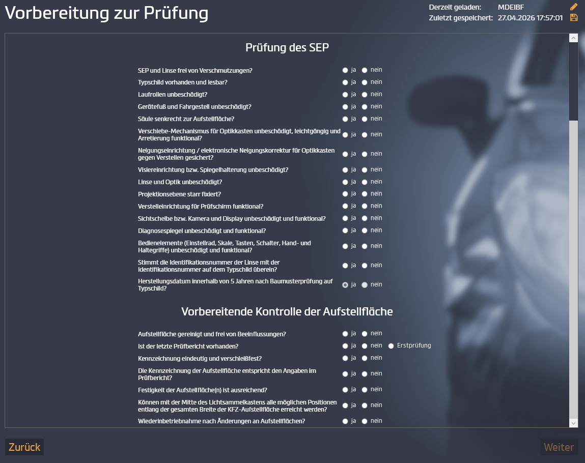 Ansicht Vorbereitung zur Prüfung Teil 2